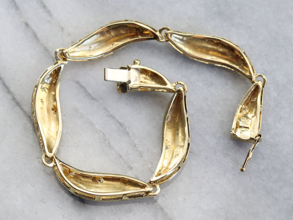 Vintage 18K Yellow Gold Leaf Bracelet