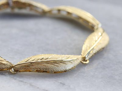 Vintage 18K Yellow Gold Leaf Bracelet