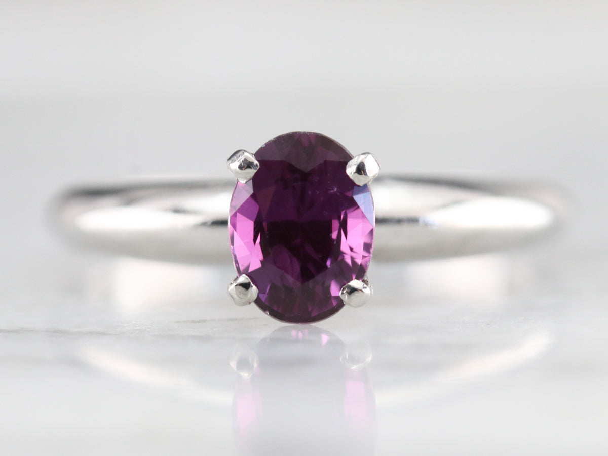 Pink Sapphire and Platinum Ring