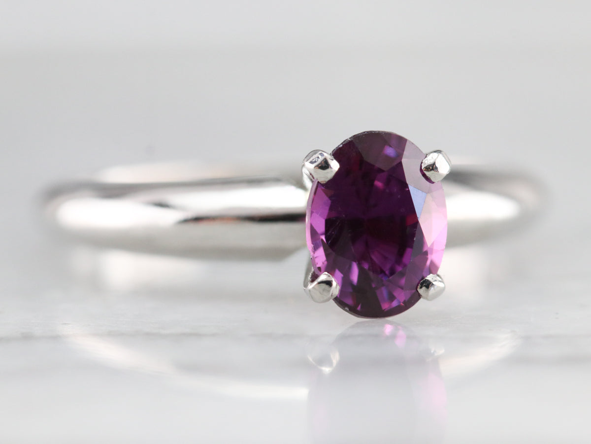 Pink Sapphire and Platinum Ring