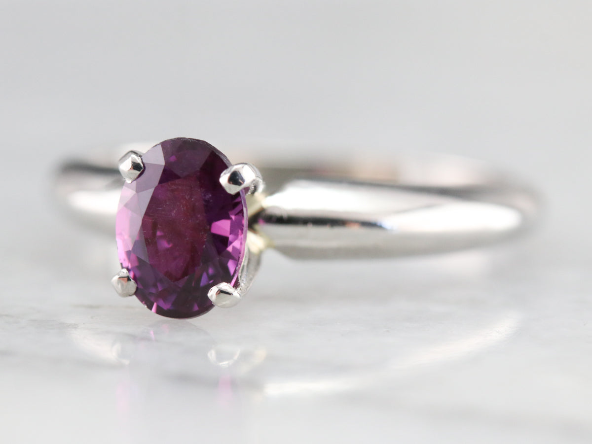 Pink Sapphire and Platinum Ring