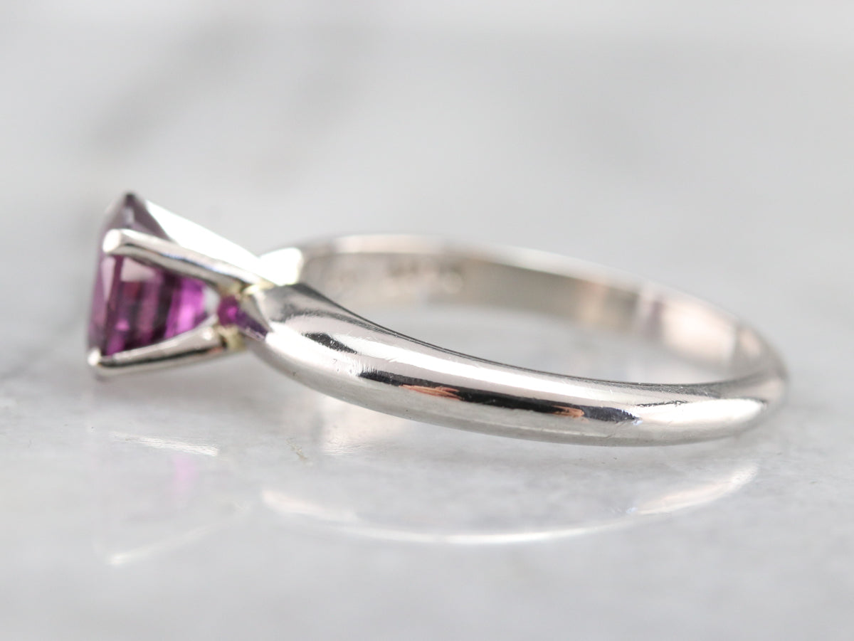 Pink Sapphire and Platinum Ring
