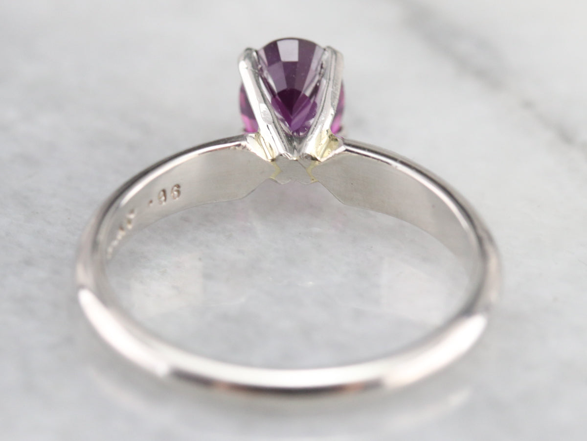 Pink Sapphire and Platinum Ring