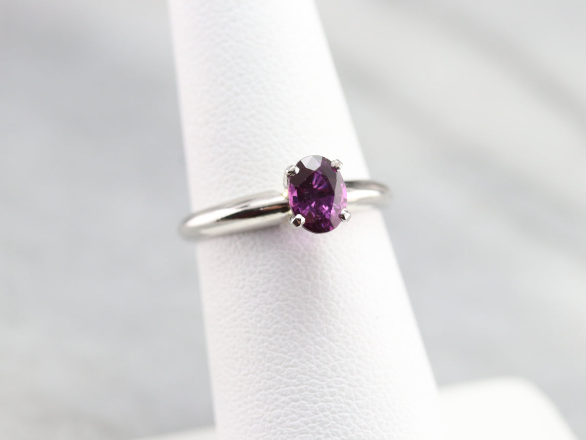 Pink Sapphire and Platinum Ring
