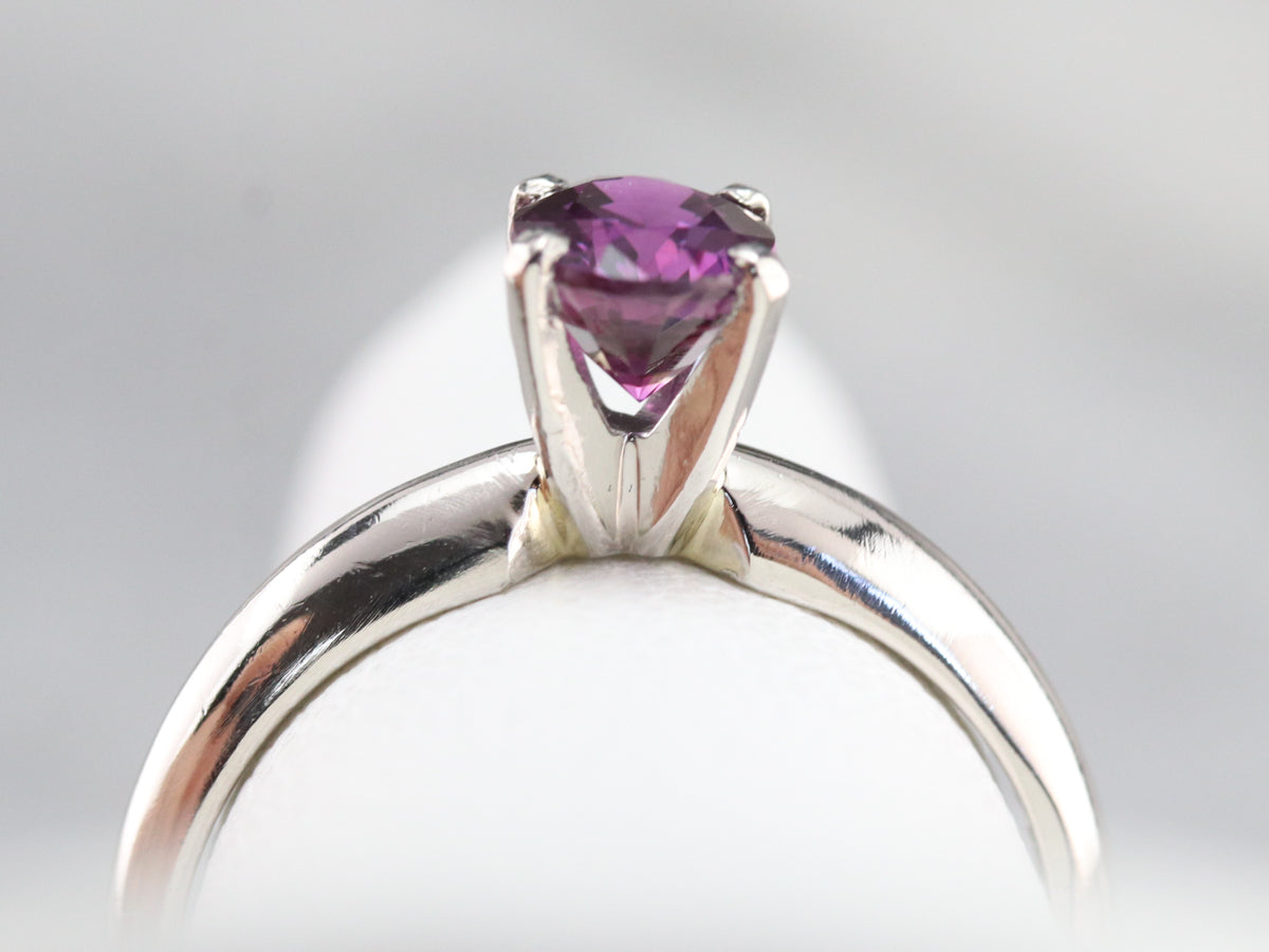 Pink Sapphire and Platinum Ring
