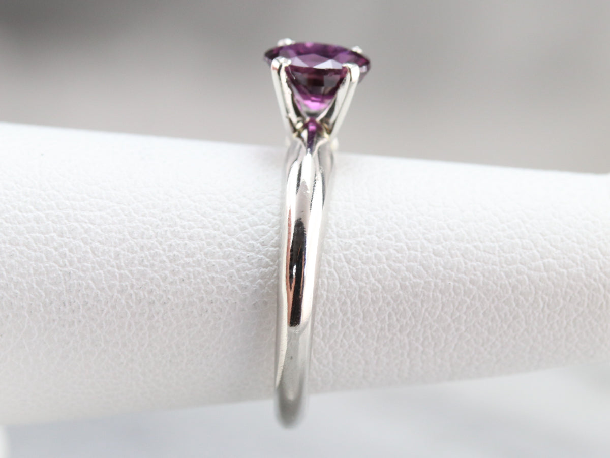 Pink Sapphire and Platinum Ring