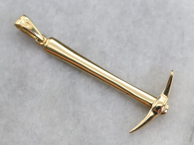 Large Gold Pickaxe Pendant