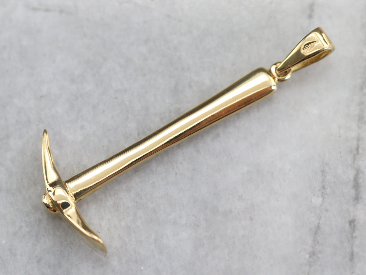 Large Gold Pickaxe Pendant