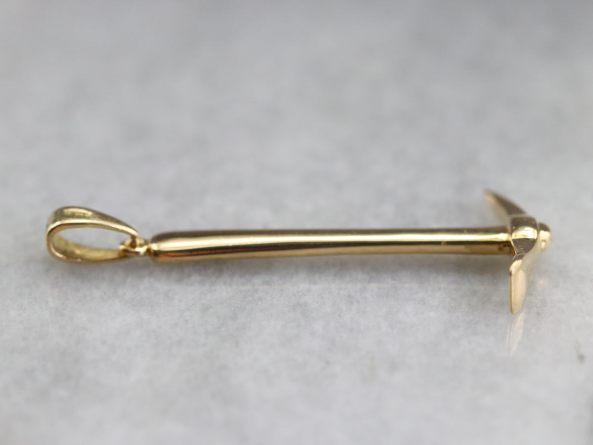Large Gold Pickaxe Pendant