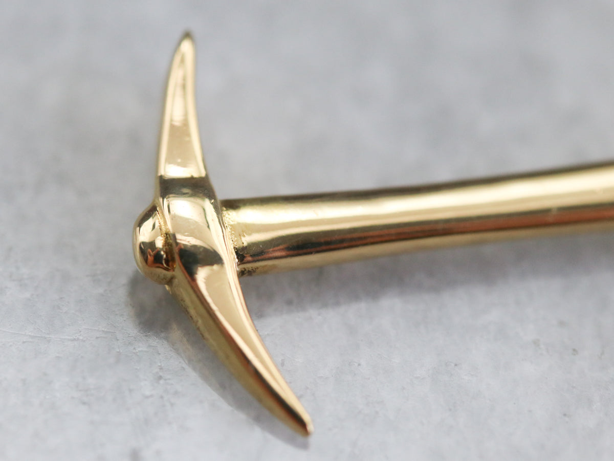 Large Gold Pickaxe Pendant