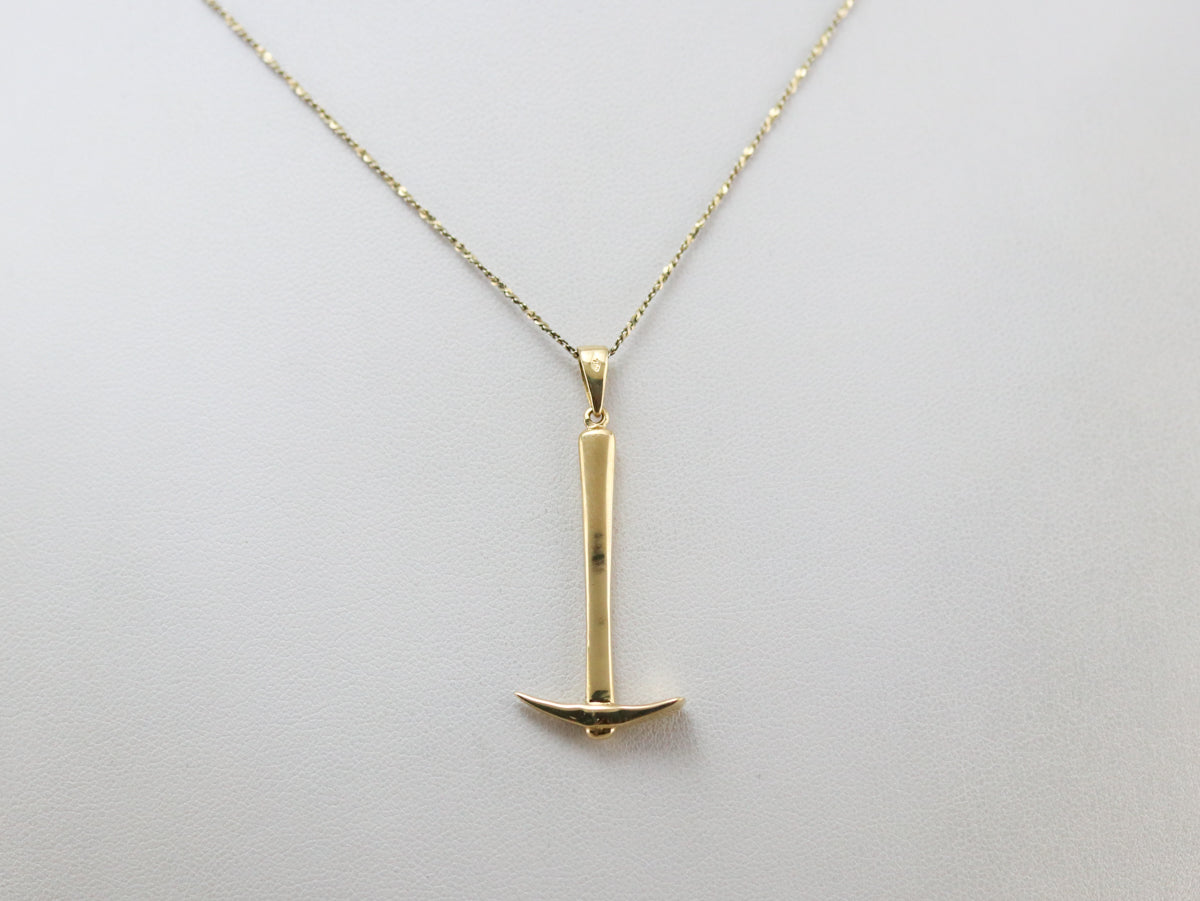 Large Gold Pickaxe Pendant
