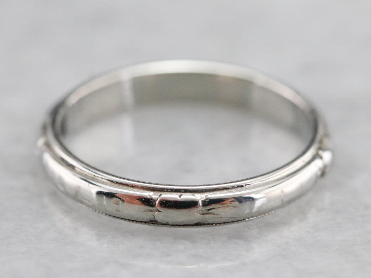 Vintage 18K White Gold Wedding Band