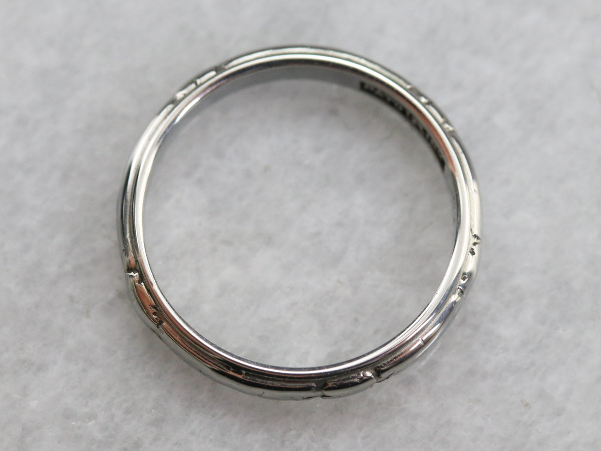 Vintage 18K White Gold Wedding Band