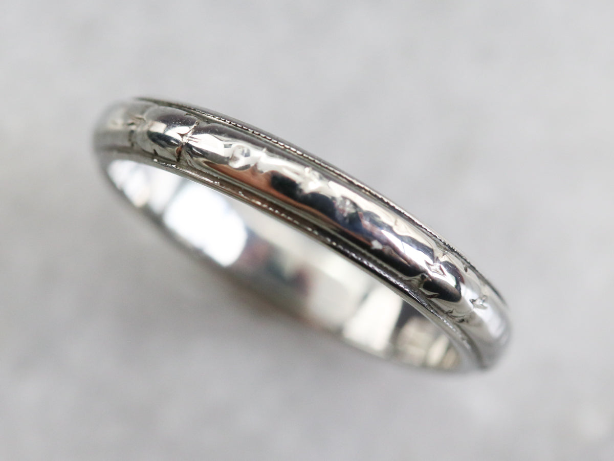 Vintage 18K White Gold Wedding Band