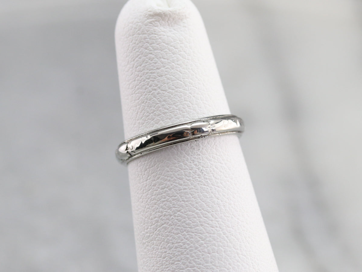 Vintage 18K White Gold Wedding Band
