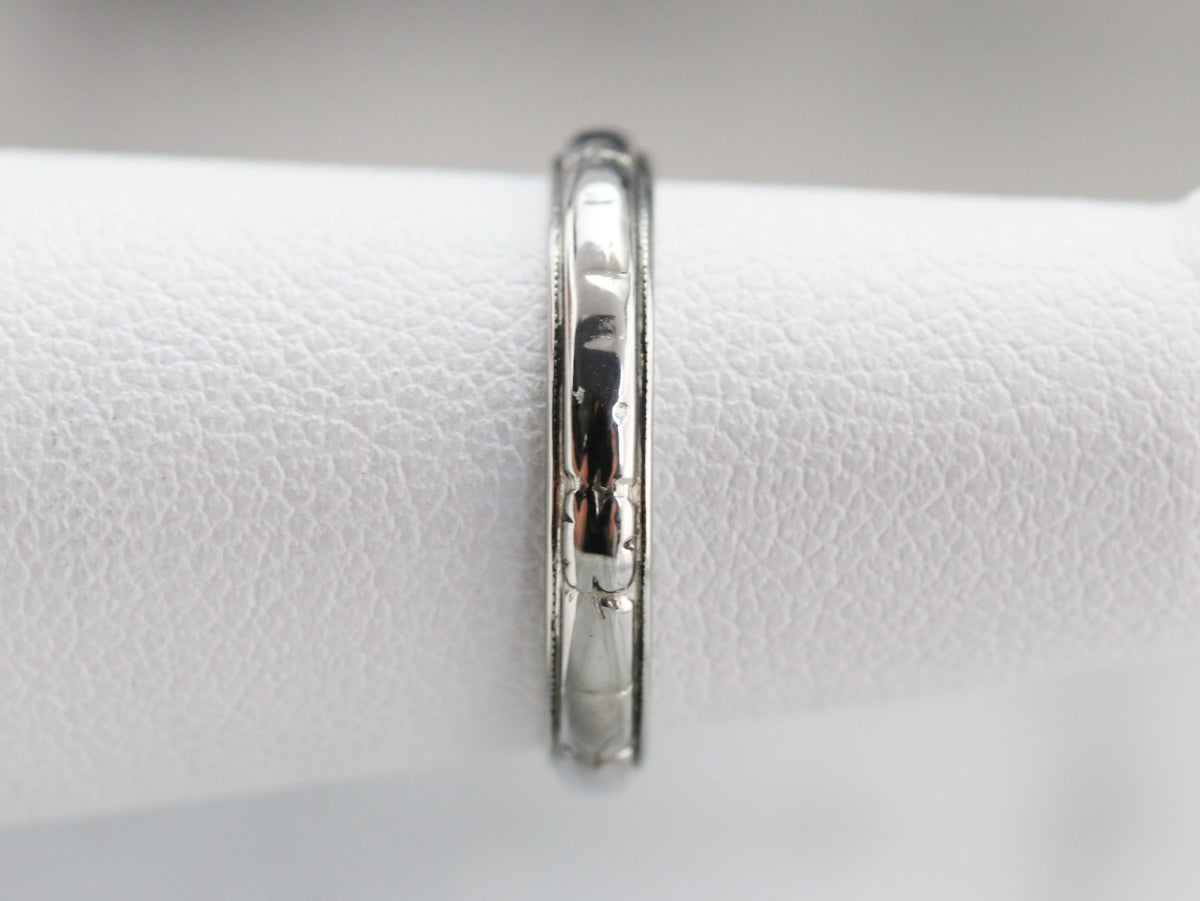 Vintage 18K White Gold Wedding Band
