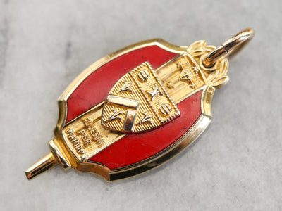 Vintage Gold Catholic Crest Pendant