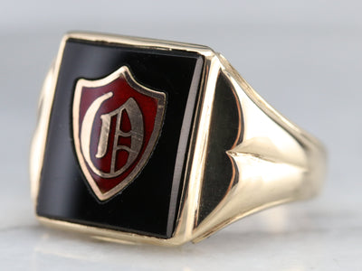 Vintage Black Onyx "O" Monogrammed Ring