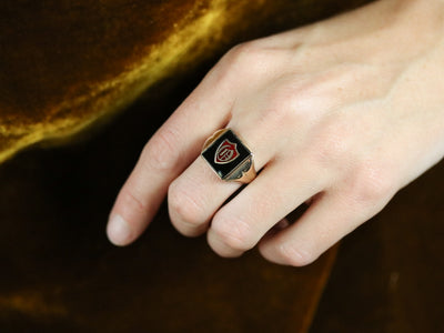 Vintage Black Onyx "O" Monogrammed Ring