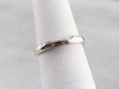 Ladies White Gold Etched Band