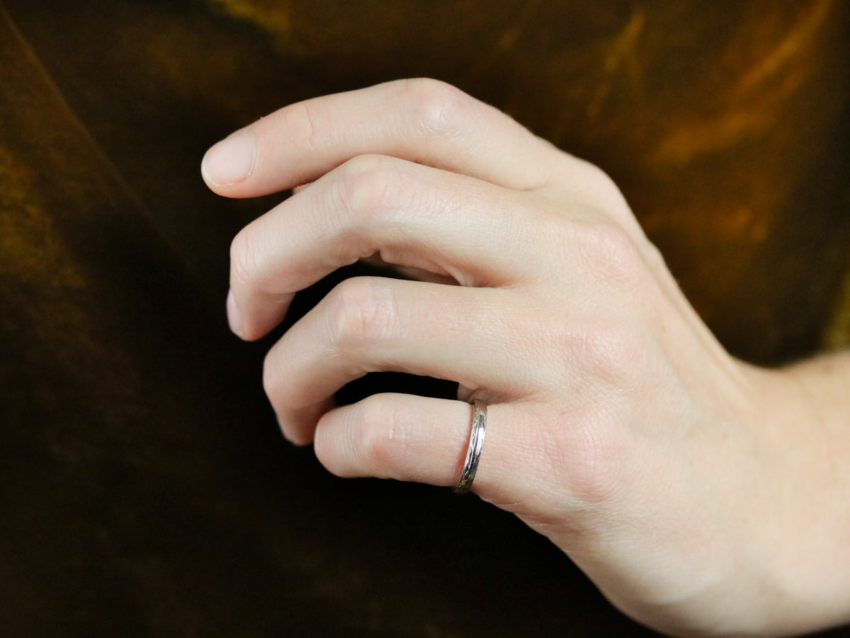 Ladies White Gold Etched Band