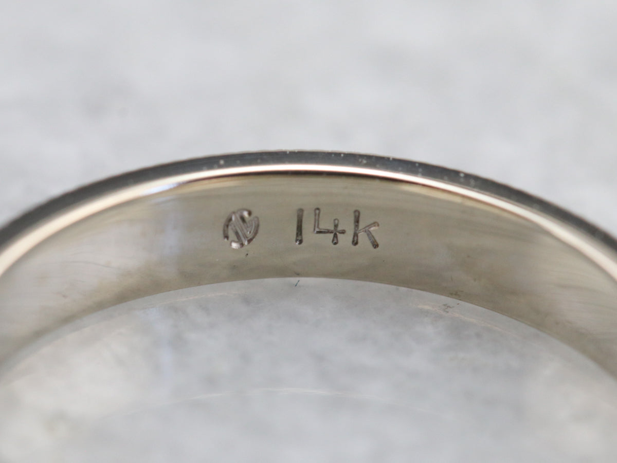 White Gold Rose Pattern Band