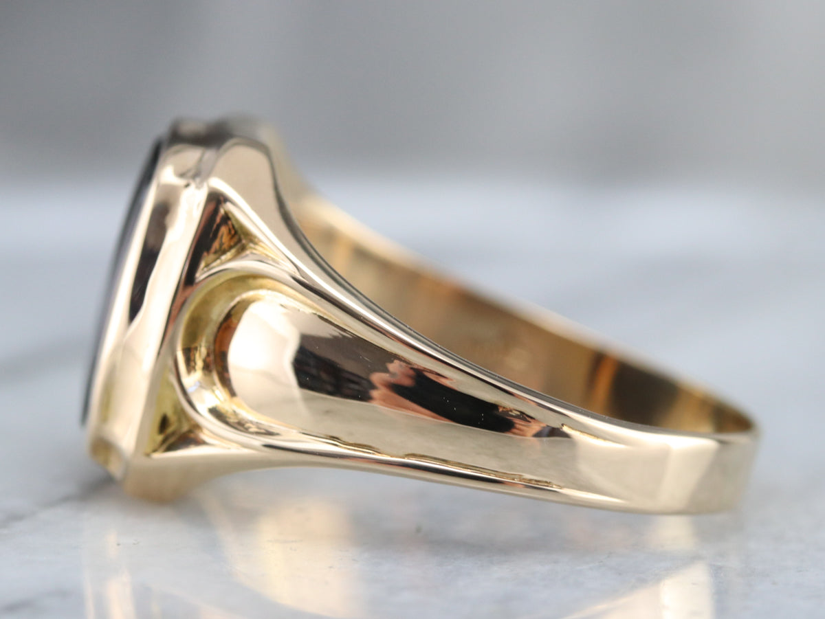 Men's Gold Retro Era Black Onyx Ring