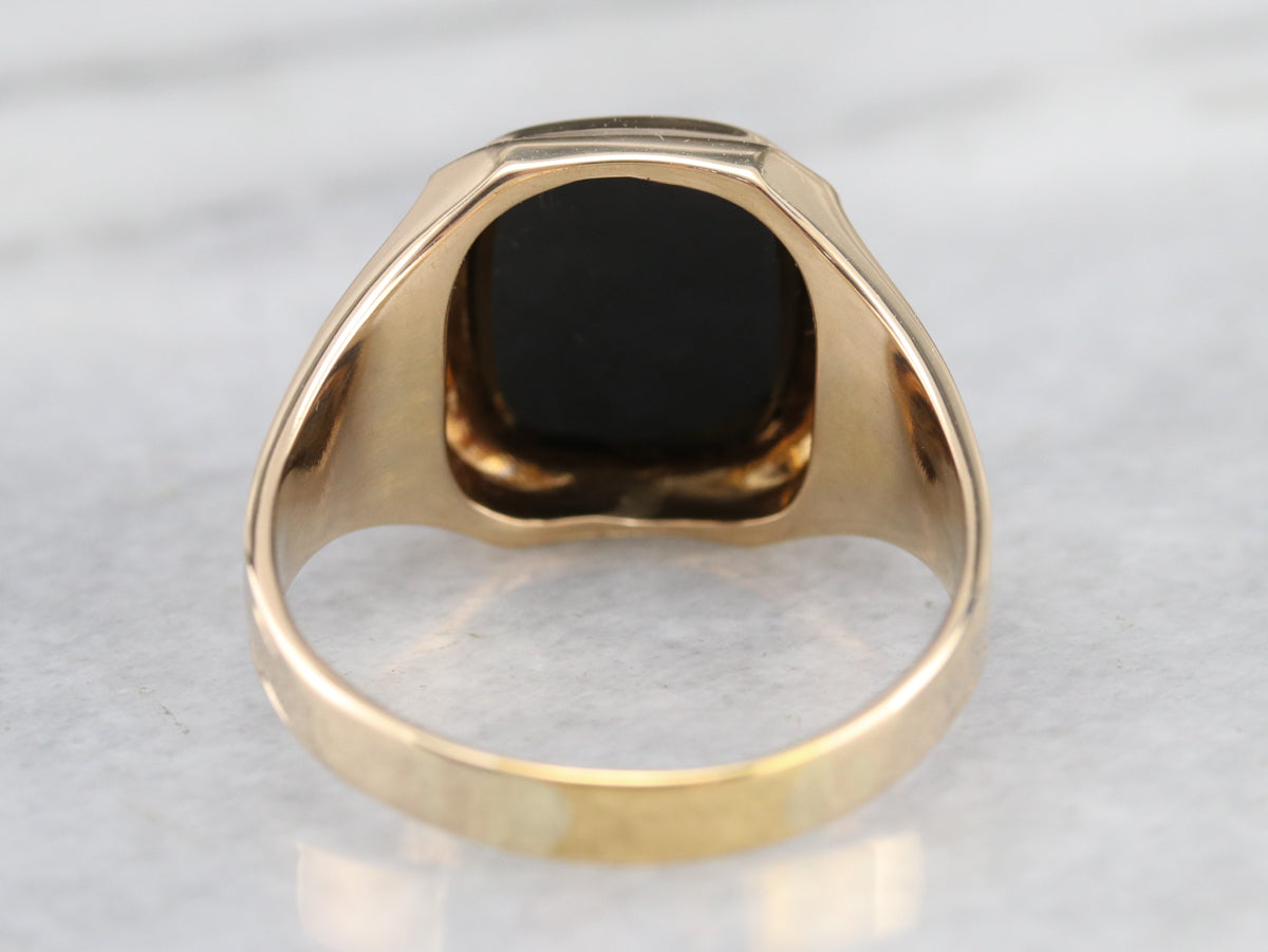 Men's Gold Retro Era Black Onyx Ring