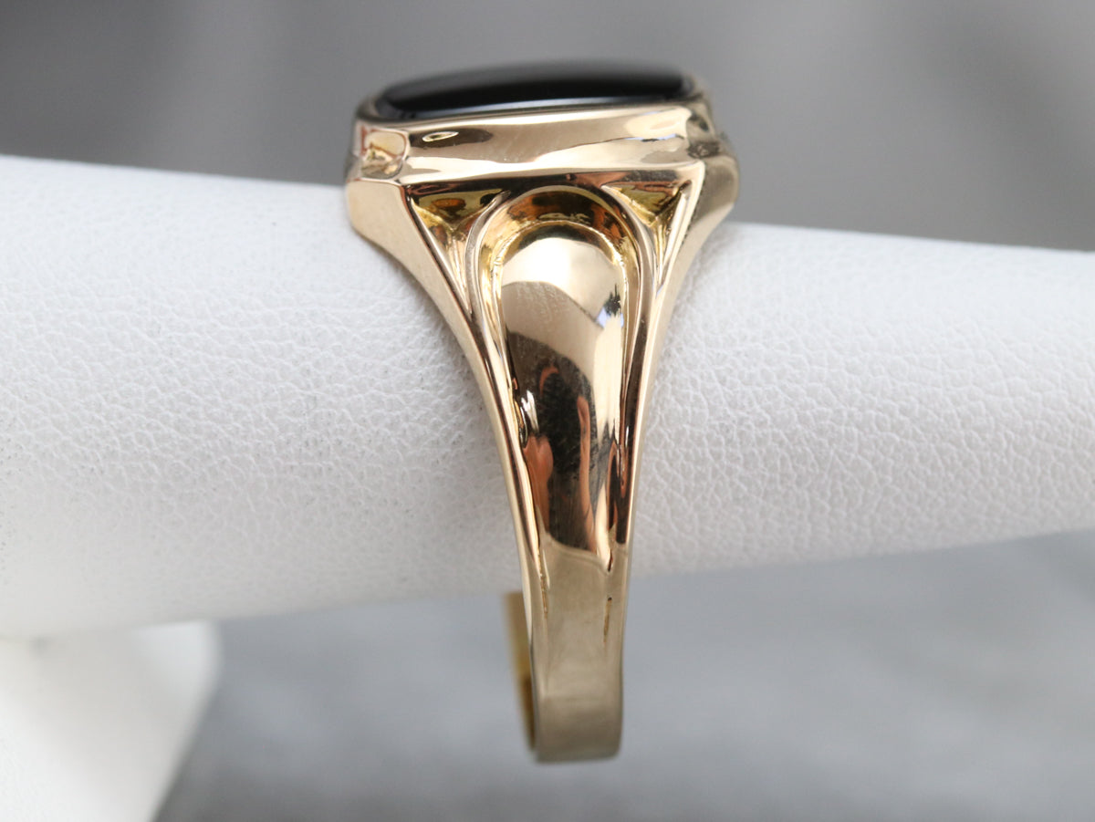 Men's Gold Retro Era Black Onyx Ring