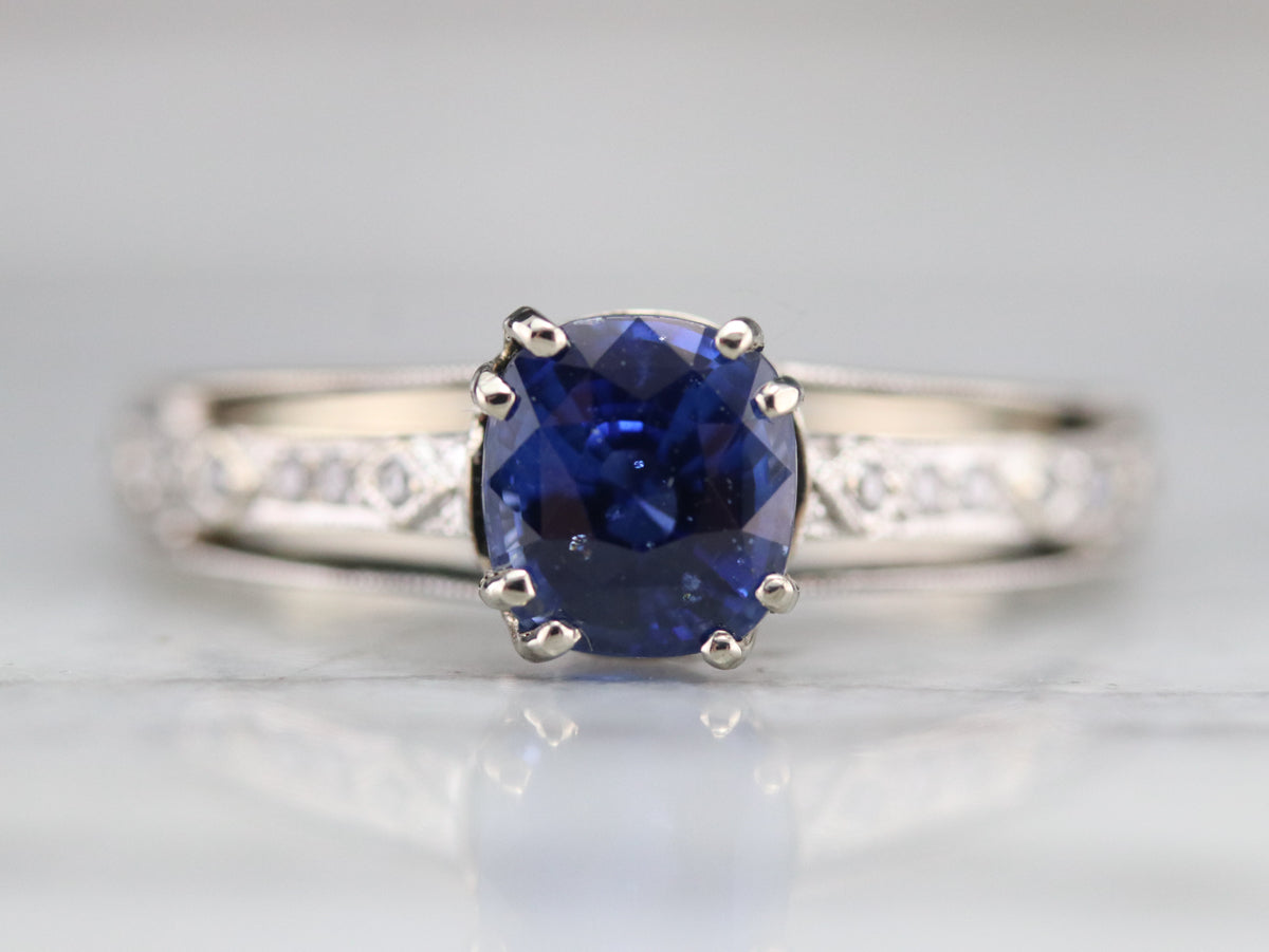Sapphire and Diamond Engagement Ring