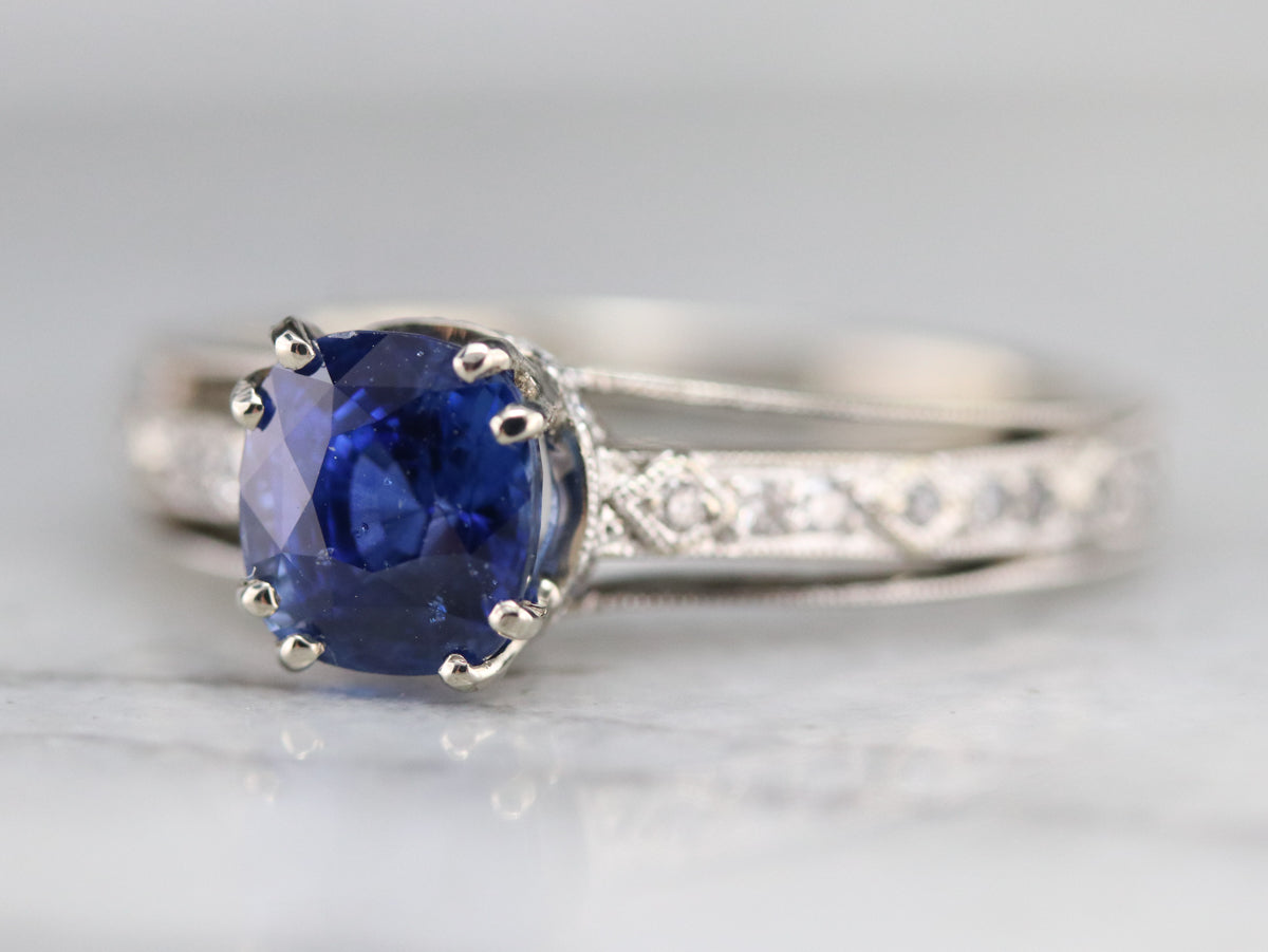 Sapphire and Diamond Engagement Ring