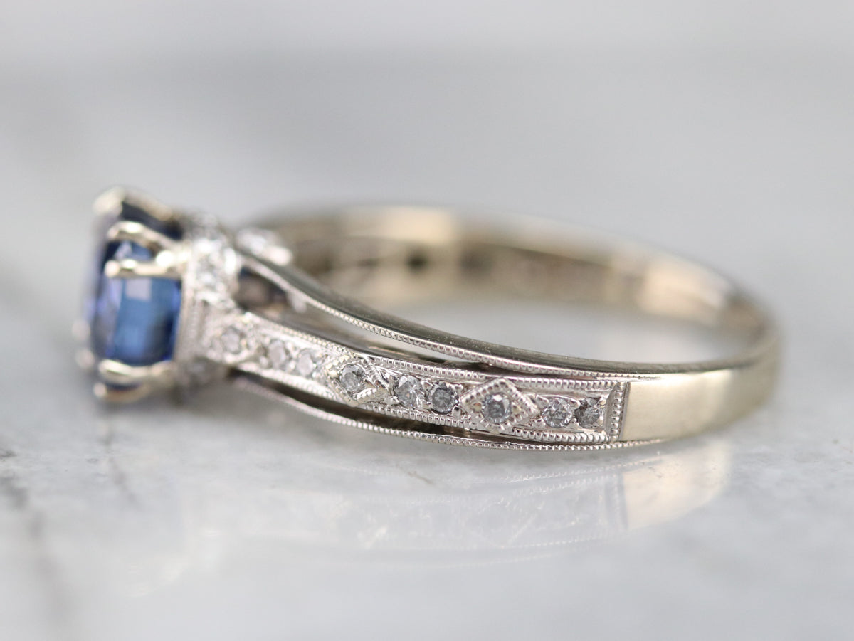 Sapphire and Diamond Engagement Ring