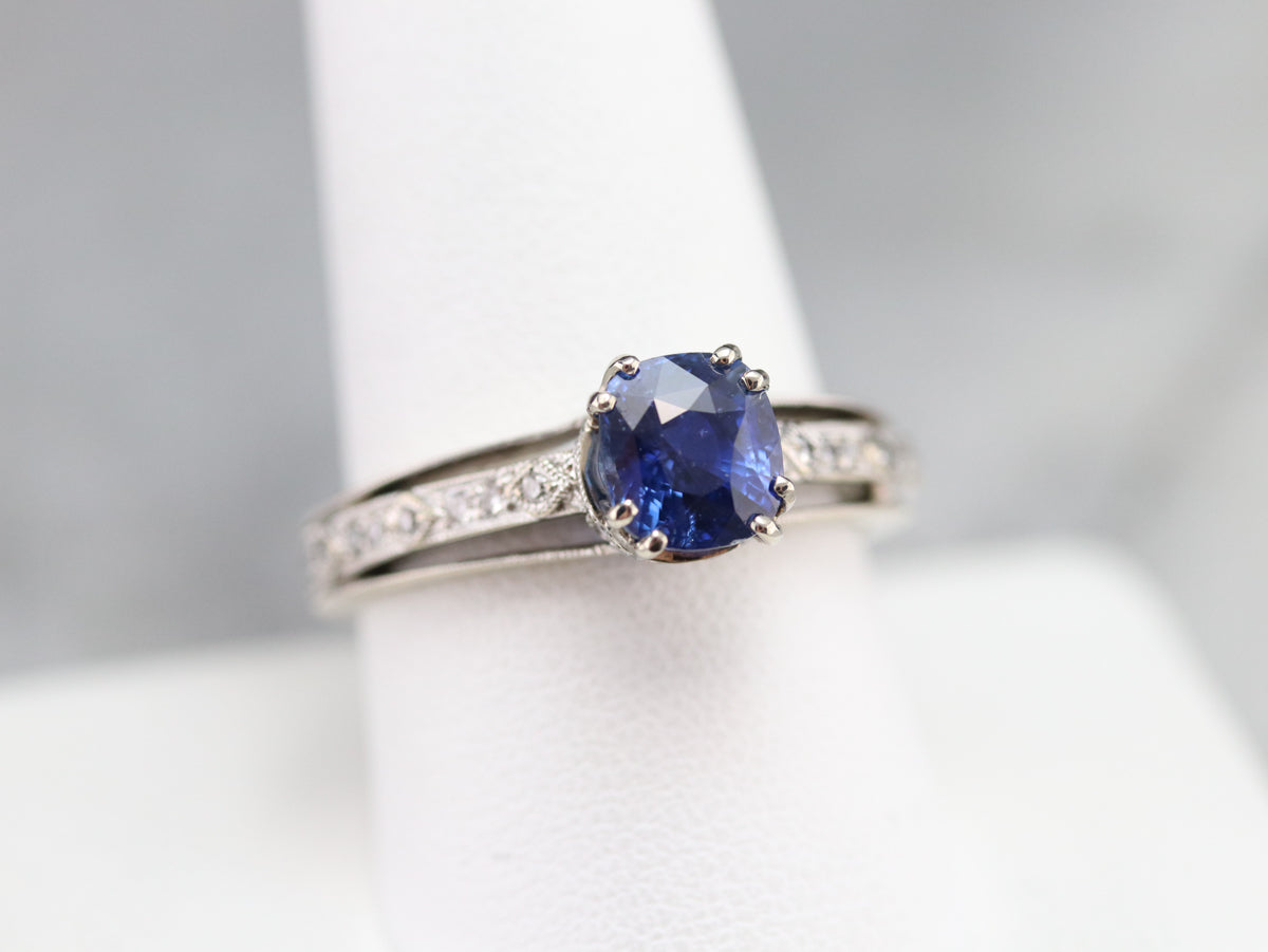 Sapphire and Diamond Engagement Ring