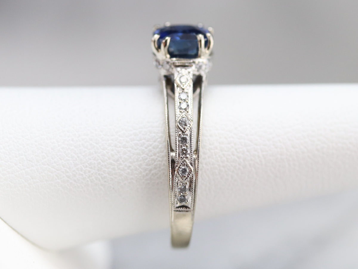 Sapphire and Diamond Engagement Ring