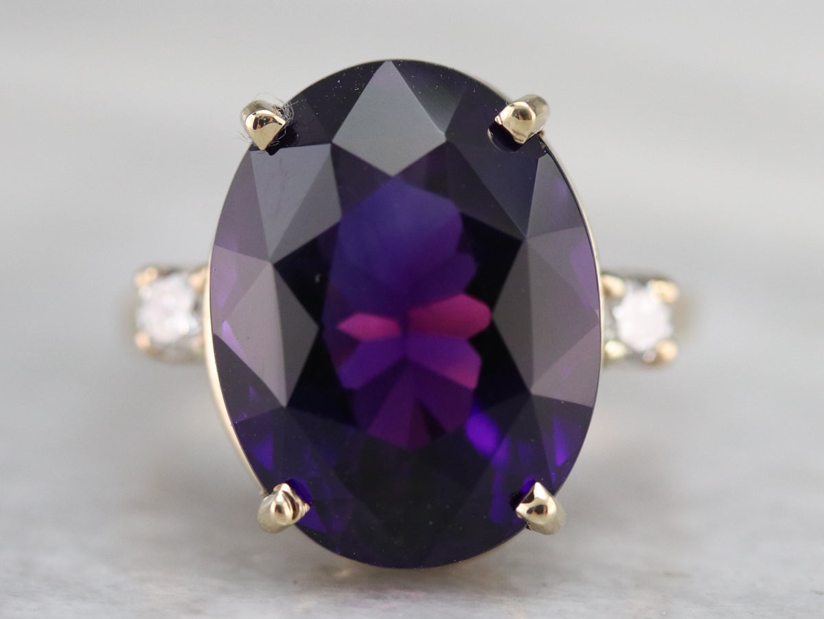 Amethyst and Diamond Cocktail Ring