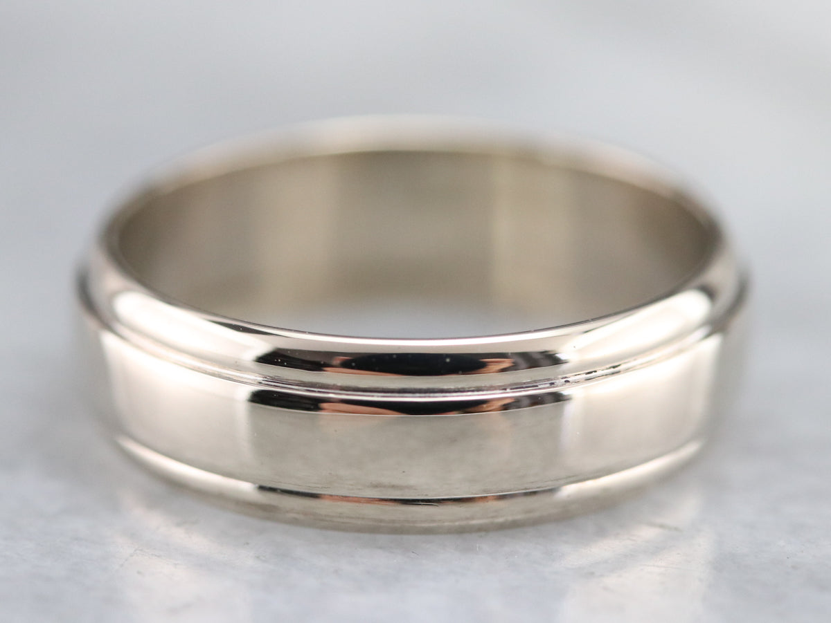 Unisex White Gold Wedding Band