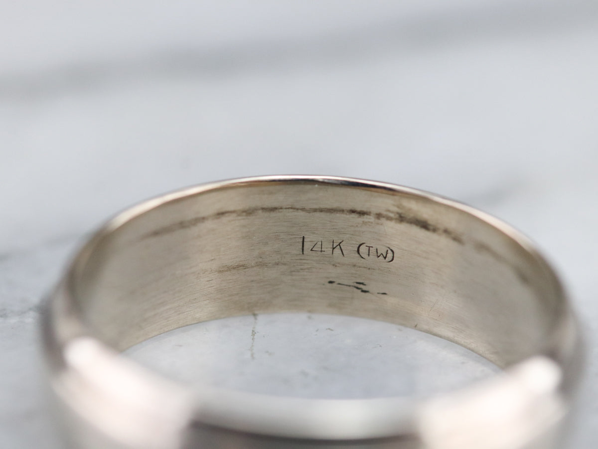 Unisex White Gold Wedding Band