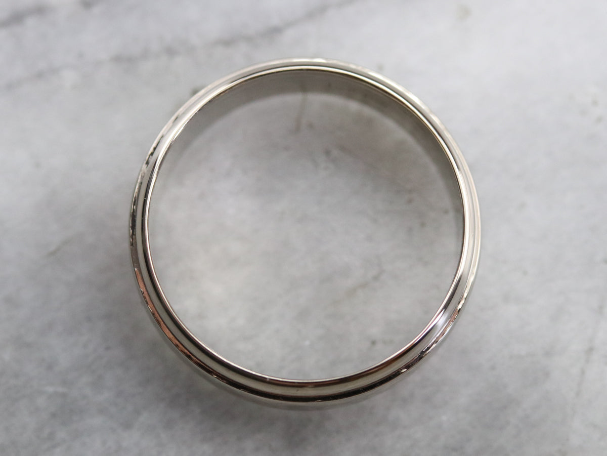 Unisex White Gold Wedding Band