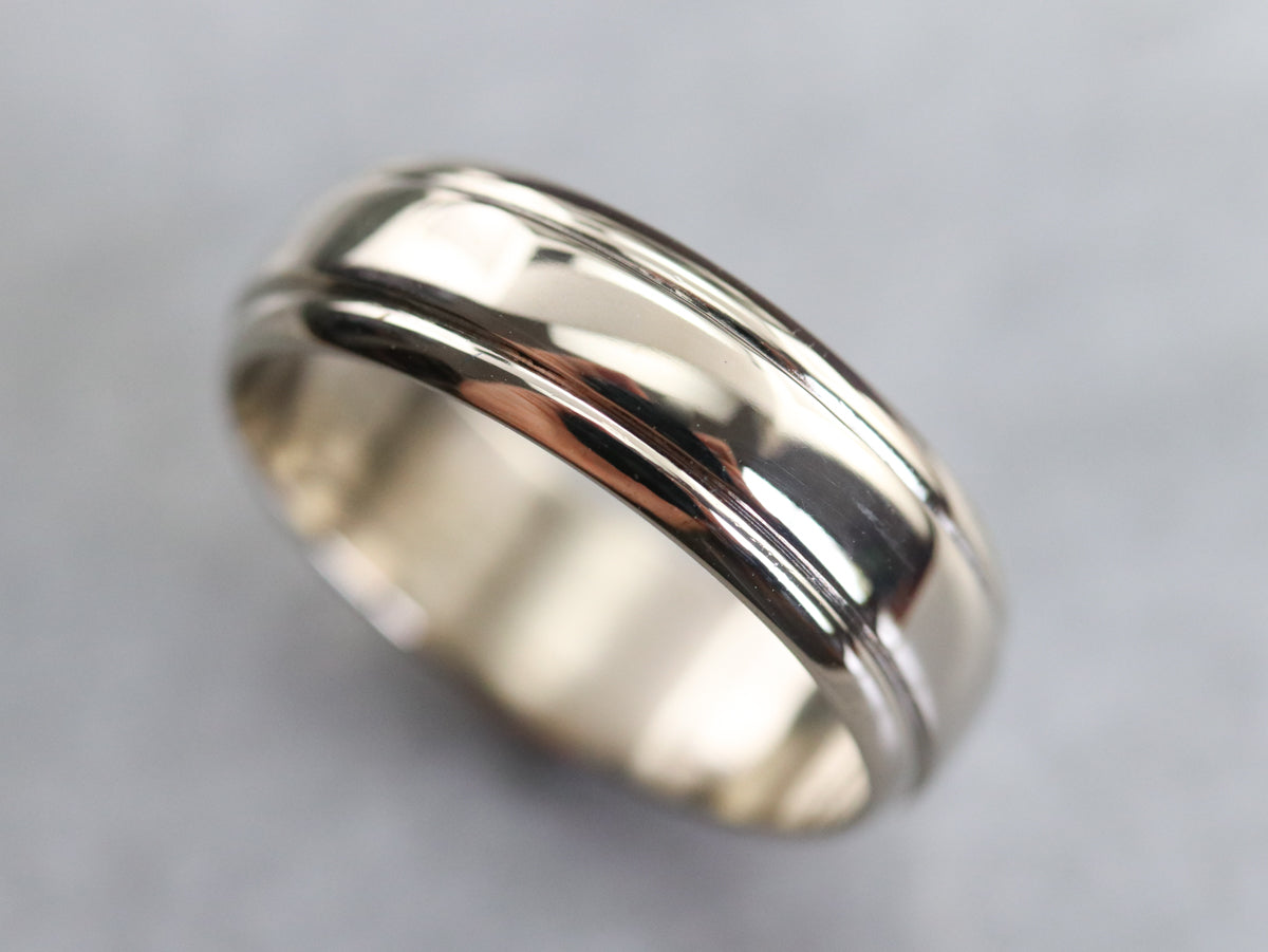 Unisex White Gold Wedding Band
