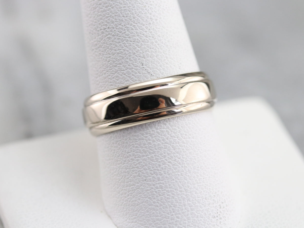 Unisex White Gold Wedding Band
