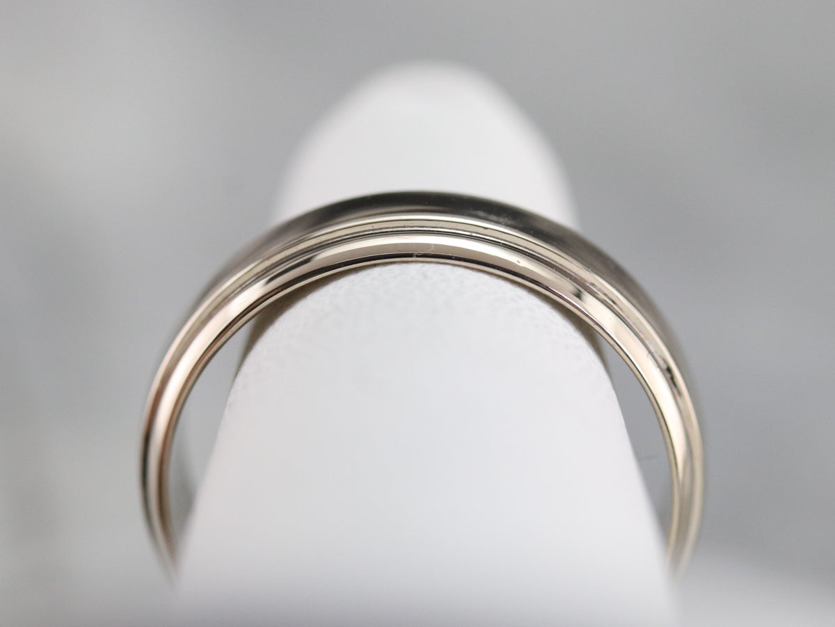 Unisex White Gold Wedding Band