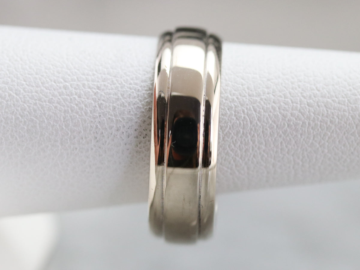 Unisex White Gold Wedding Band