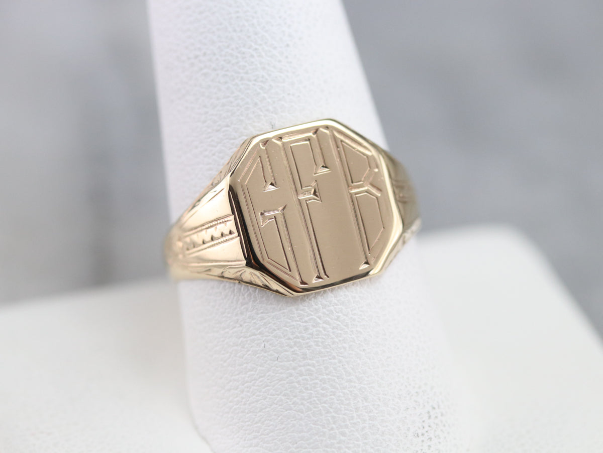 Art Deco "GFB" Signet Ring