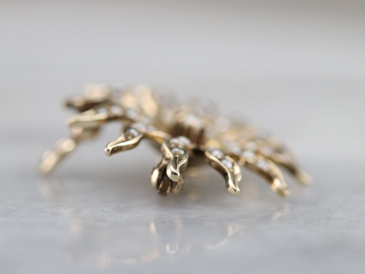 Victorian Seed Pearl Starburst Pin or Pendant