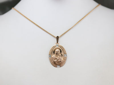 Gold Madonna and Child Pendant