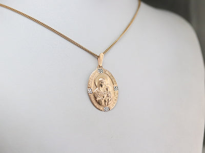 Gold Madonna and Child Pendant