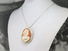 Vintage Goddess Cameo Diamond Pearl Brooch Pendant