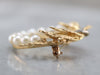 Mid Century Pearl and Diamond Gold Brooch