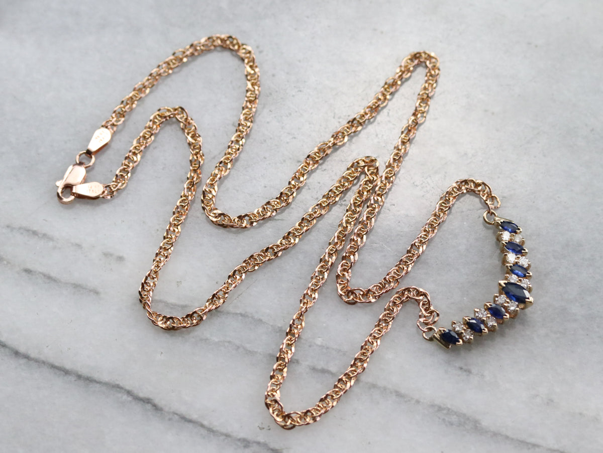 Sapphire Diamond Gold Necklace