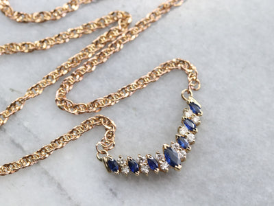 Sapphire Diamond Gold Necklace